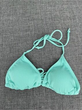 SHEIN Mint Ribbed Triangle Bikini Top
